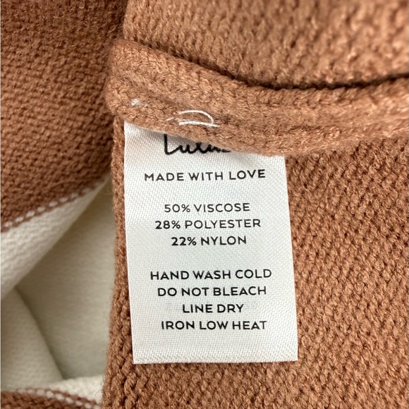 Lulus NWT Easily Gorgeous Ivory and Brown Striped Midi Sweater Dress, Size XS - Picture 11 of 13